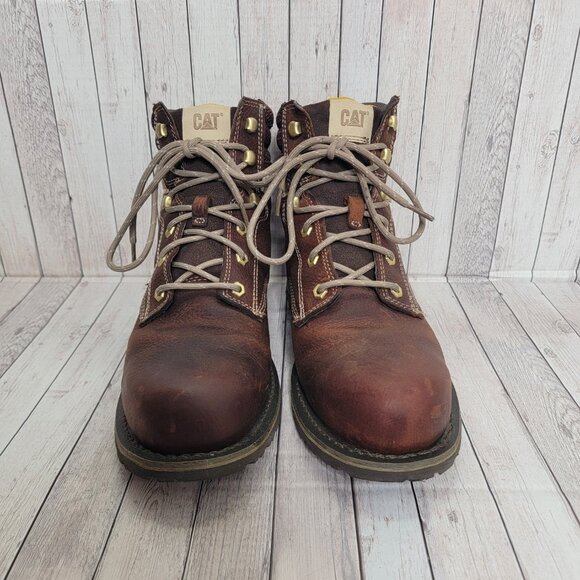 CAT Paisley 6" Steel Toe Work boot Tawny Brown Leather Women's 10 Wide width - Picture 3 of 14